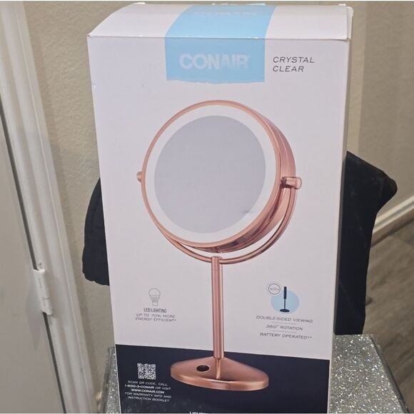 Conair Rose Gold Vanity LED Double-Sided 1X/10X Magnification Mirror - Picture 8 of 11